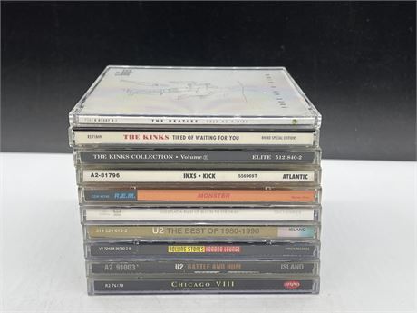 10 GOOD TITLE CDS - THE BEATLES, KINKS, ROLLING STONES & ECT - EXCELLENT COND.