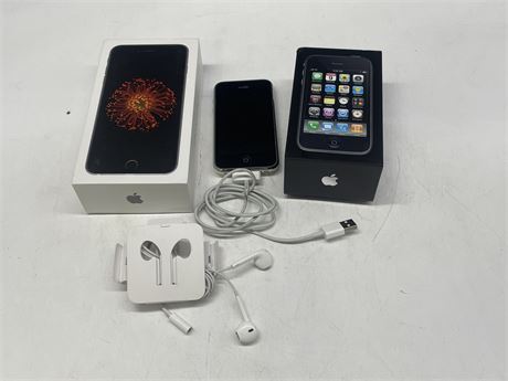 3 I-PHONES INCL: 3G, 16G, & 6 PLUS 16G ALL W/ CHARGING CORDS & APPLE EARBUDS