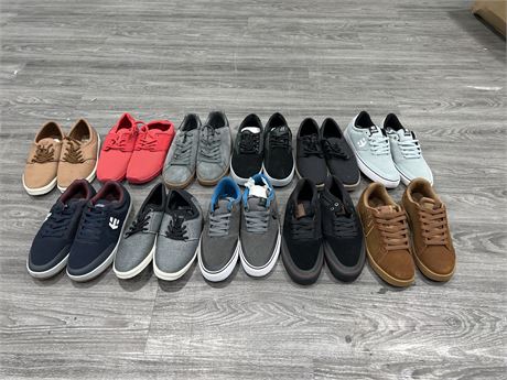 11 BRAND NEW PAIRS OF ETNIES SKATE SHOES (APPROX SIZE MENS 8.5-10)