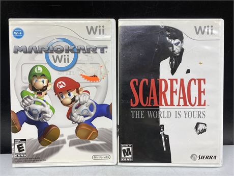 TWO WII GAMES-MARIO KART AND SCARFACE