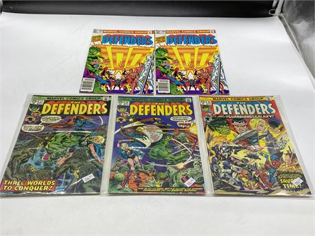 5 THE DEFENDERS COMICS #26, #27, #29, (2) #100