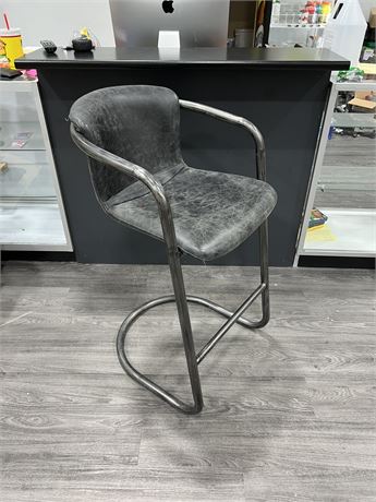MCM STYLE HEAVY METAL & LEATHER CHAIR - 40” TALL