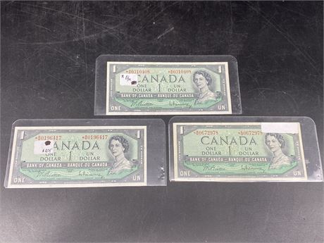(3) 1954 CANADIAN $1 REPLACEMENT BILLS