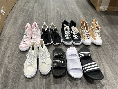 LOT OF SHOES INCL: NIKE RUNNERS, VANS, CONVERSE, SLIDES, ETC