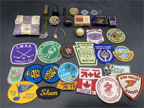 LOT OF VINTAGE COLLECTABLES & PATCHES
