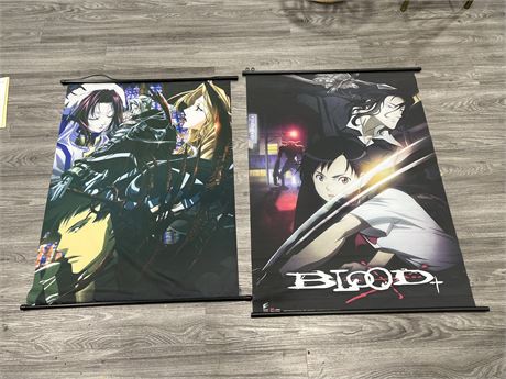 2 VINTAGE CLOTH ANIME POSTERS - 42”x31” for
