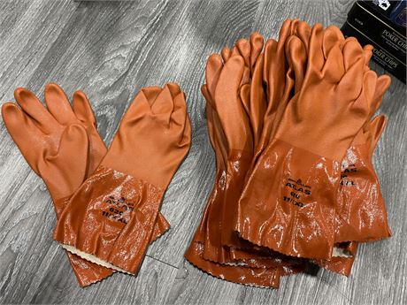 12 PAIRS NEW PVC COATED GLOVES (XXL)