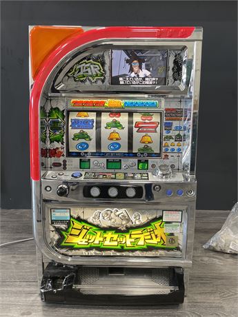 SLOT MACHINE WITH COINS AND KEY - 10”x18”x33”