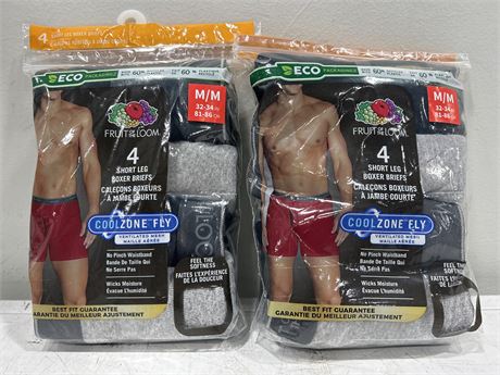 2 NEW/SEALED PACKAGES OF FRUIT OF THE LOOM SHORT LEG BRIEFS - SIZE M
