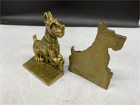 EARLY HEAVY BRASS SCOTTY BOOKENDS (6.5” TALL)