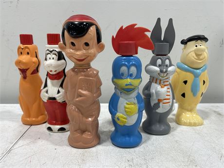 6 VINTAGE CARTOON CHARACTERS SOAPYS - TALLEST 10”