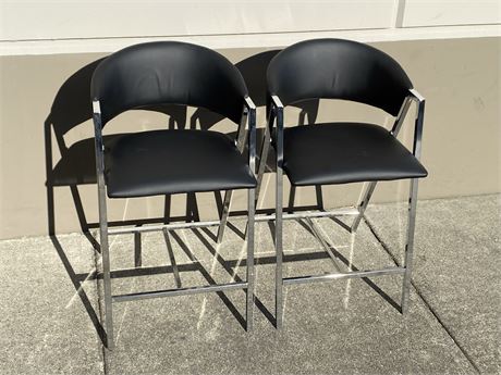 2 LEATHER & CHROME CHAIRS (34” tall)