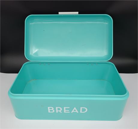 TEAL METAL RETRO BREAD BOX