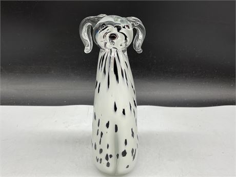 MURANO ART GLASS DALMATIAN DOG FIGURINE PAPER WEIGHT (8” TALL)