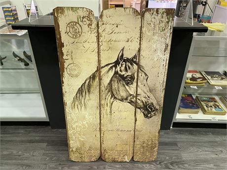 LARGE WOODEN HORSE PICTURE (47”x29”)