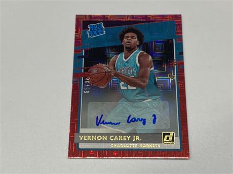VERNON CAREY JR LIMITED EDITION (76/99) RATED AUTOGRAPHED ROOKIE CARD - MINT