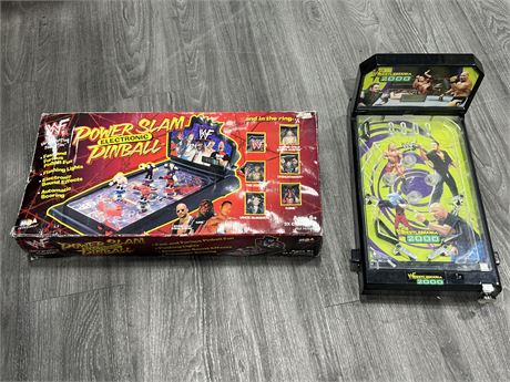 2 VINTAGE WRESTLING PINBALL TABLE TOP GAMES - 1 COMPLETE IN BOX