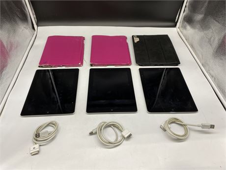 (3) 16GB 2ND GEN IPADS W/ CASES & CORDS (Working & have been wiped)