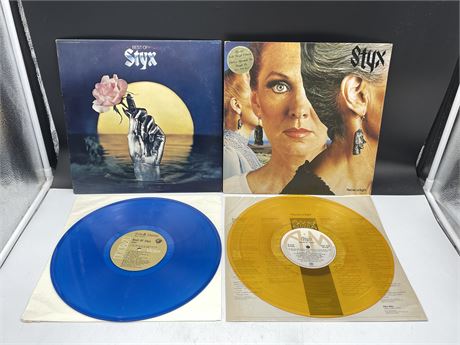2 STYX RECORDS - BLUE & GOLD VINYL - NEAR MINT (NM)
