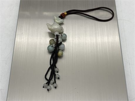 UNIQUE GREEN CHINESE JADE HAND CARVED PENDANTS & BEADS HANGER