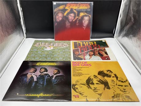 5 BEE GEES RECORDS - VG (slightly scratched)