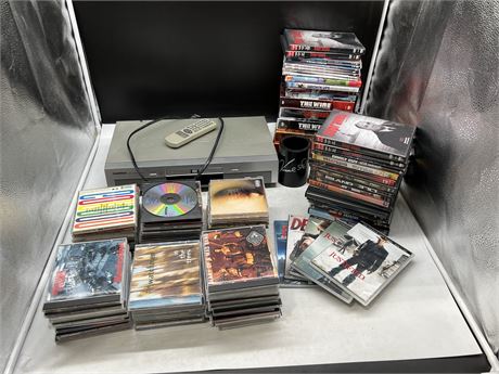 DVD PLAYER W/DVDS & CDS