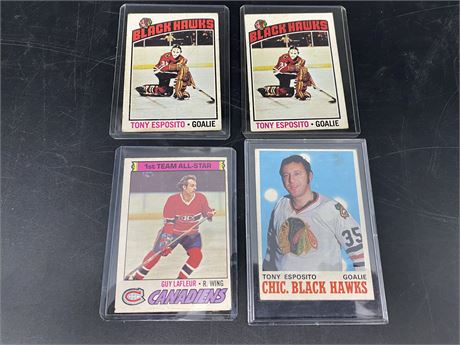 (4) 1970s NHL CARDS (Esposito & Lafleur)