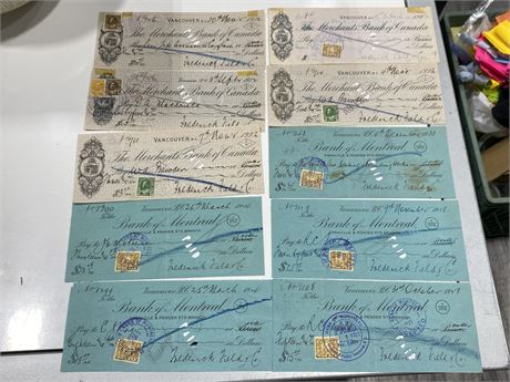 (10) 1920s CHEQUES