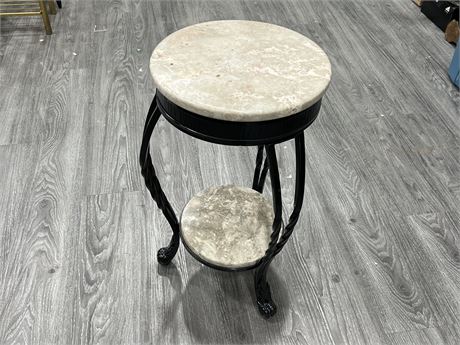HEAVY WROUGHT IRON & MARBLE PLANT STAND (2ft tall)