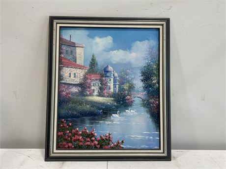 VINTAGE OIL PAINTING SIGNED L.RUSSELL (24”X28.5”)