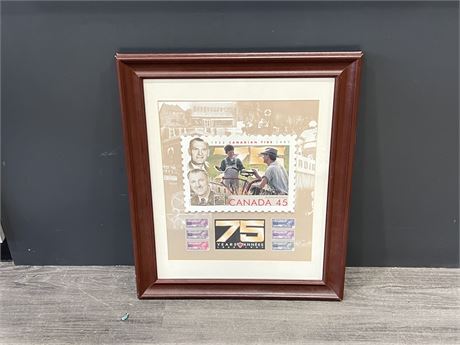 FRAMED CANADIAN TIRE 75TH ANNIVERSARY PLAQUE (20”x24”)