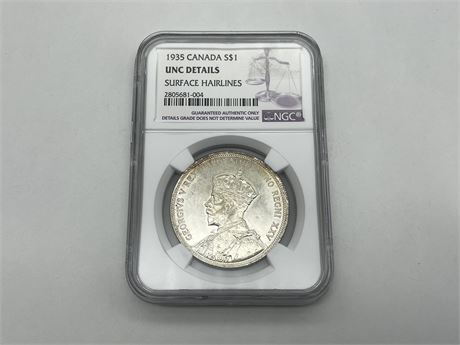 CANADIAN 1935 SILVER DOLLAR UNCIRCULATED- GRADED BY NGC