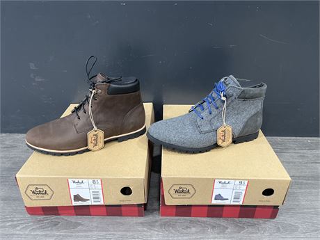2 NEW PAIRS OF WOOLRICH MENS SHOES - SIZE 8.5 / 9