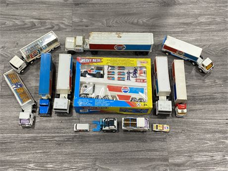 LOT OF VINTAGE COLLECTIBLE PEPSI TRUCKS (LARGEST IS 15” LONG)