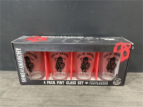 NEW SONS OF ANARCHY 4 PACK PINT GLASS SET
