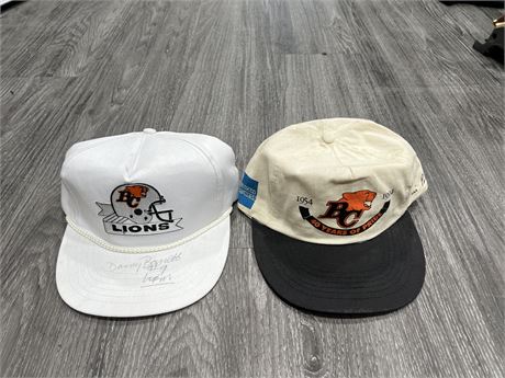 2 BC LIONS SIGNED HATS
