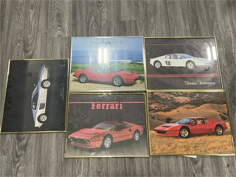 5 FRAMED CAR PICTURES (20”x16”)
