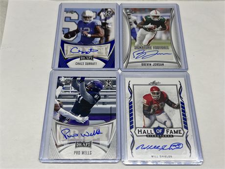 4 NFL AUTO CARDS - INCLUDES 2 ROOKIES