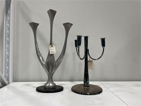 2 NEW W/ TAGS LARGE CONTEMPORARY / MCM CANDLE HOLDERS - 18”-20”