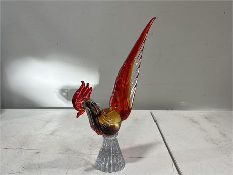 VINTAGE ART GLASS ROOSTER - POSSIBLE MURANO (13.5”)