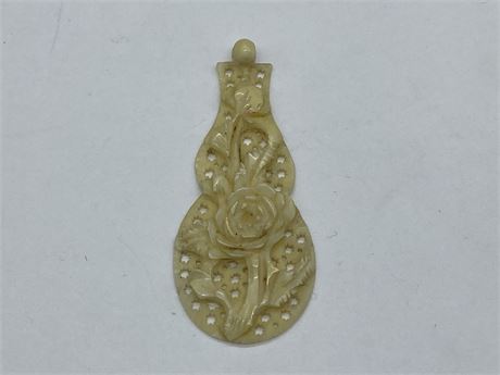 1880’S VICTORIAN CARVED IVORY PENDANT (2.5”)