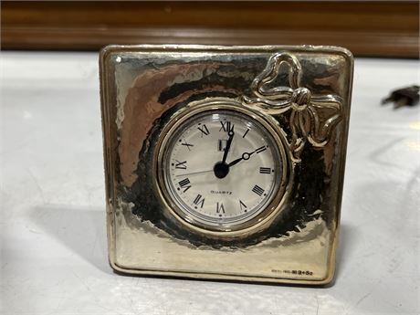 STERLING SILVER FRONTED CLOCK (4”x4”)