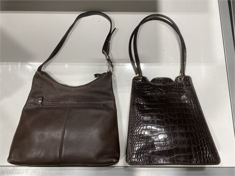 BROWNS COUTURE & CROC EMBOSSED LEATHER & UMI DESIGNS PEBBLED LEATHER HANDBAGS