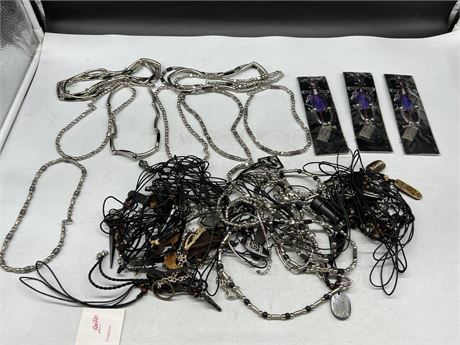 LOT OF STEEL & BEADED NECKLACES
