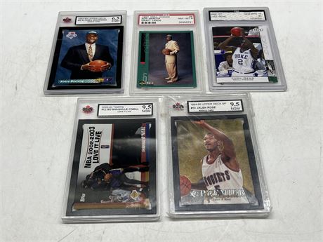 5 GRADED NBA CARDS INCLUDING ROOKIES