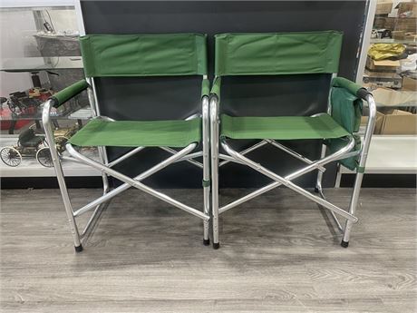 2 NEW GREEN DIRECTORS CAMPING CHAIRS