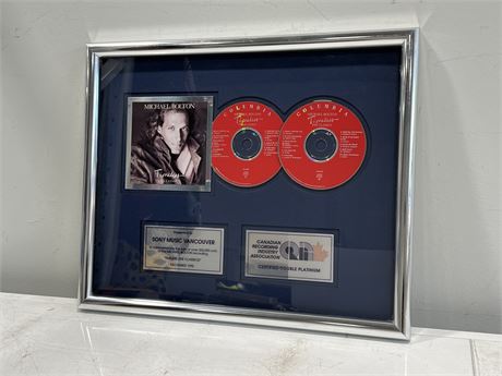 MICHAEL BOLTON CERTIFIED DOUBLE PLATINUM CD DISPLAY (18.5”x15.5”)