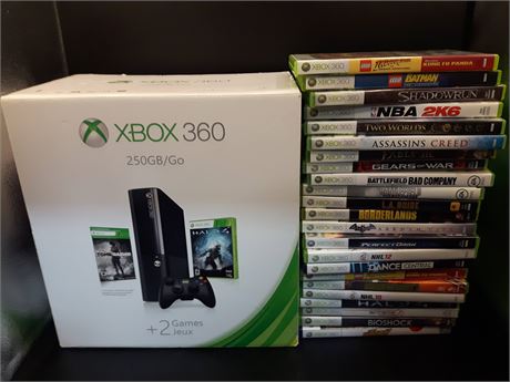 XBOX 360 SLIM CONSOLE - COMPLETE IN BOX WITH GAMES - VERY GOOD CONDITION