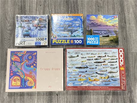 LOT OF 5 SEALED JIGSAW PUZZLES