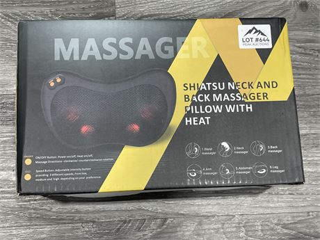 NEW IN BOX SHIATSU NECK AND BACK MASSAGER PILLOW WITH HEAT